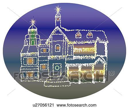 Clip Art - Painting of Illuminated palace, Illustration. Fotosearch