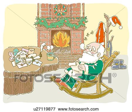 Painting of Santa Claus resting in his room, Illustration View Large Illustration Stock Illustration - Painting of Santa Claus resting in his room, Illustration. Fotosearch