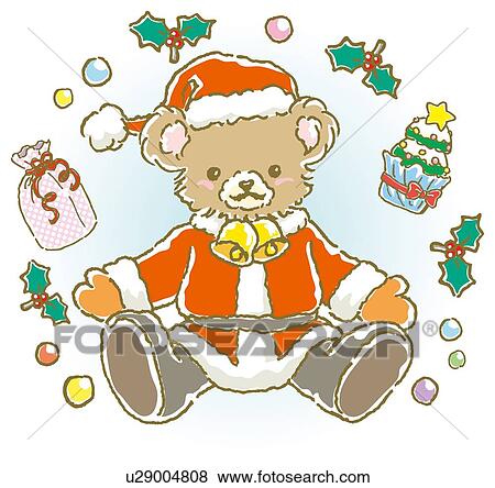 Painting of teddy bear wearing Santa Claus costume, Illustration View Large Illustration Stock Illustration - Painting of teddy bear wearing Santa Claus costume, Illustration. Fotosearch