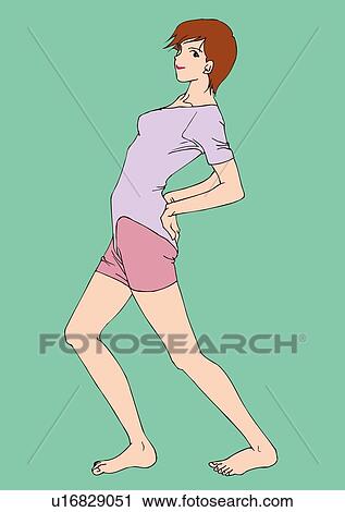 Woman bending over backwards, stretching, side view View Large Illustration Clip Art - Woman bending over backwards, stretching, side view. Fotosearch