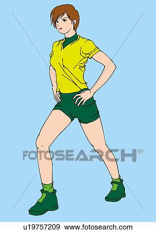 Woman doing stretching exercises, side view View Large Illustration Stock Illustration - Woman doing stretching exercises, side view. Fotosearch
