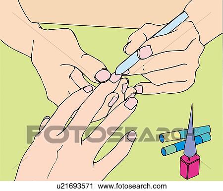 Woman receiving manicure in spa, close-up View Large Illustration Clip Art - Woman receiving manicure in spa, close-up . Fotosearch