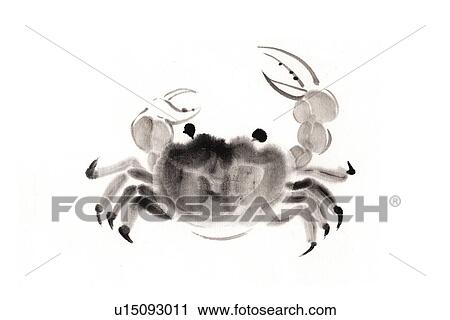 River Crab, Ink Brush Painting View Large Illustration Clip Art - River Crab, Ink Brush Painting. Fotosearch