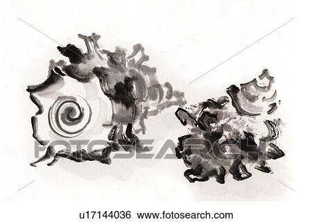 Top Shell, Ink Brush Painting View Large Illustration Stock Illustration - Top Shell, Ink Brush Painting. Fotosearch