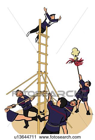 Clip Art - Annual Fire Brigade Review, Illustrative Technique. Fotosearch