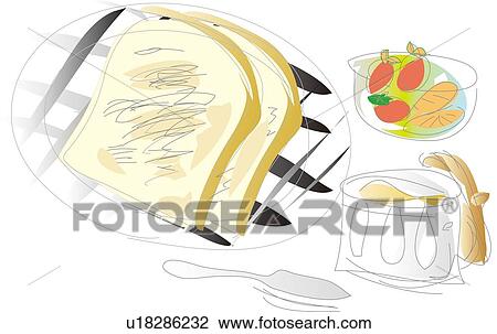 Drawing - Breakfast, Illustrative Technique. Fotosearch