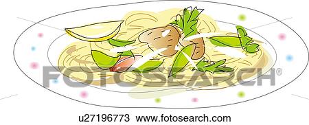 Chicken Spaghetti, Illustrative Technique View Large Illustration Drawing - Chicken Spaghetti, Illustrative Technique. Fotosearch