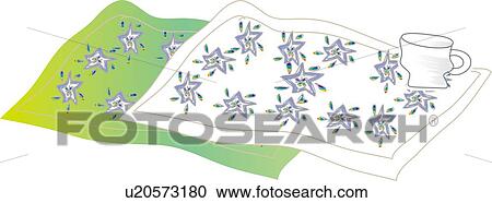Clipart - Coffee Cup and Mat, Illustrative Technique. Fotosearch