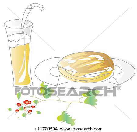 Danish and Ice Cafe au Lait, Illustrative Technique View Large Illustration Stock Illustration - Danish and Ice Cafe au Lait, Illustrative Technique. Fotosearch
