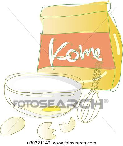 Flour and Egg, Illustrative Technique View Large Illustration Stock Illustration - Flour and Egg, Illustrative Technique. Fotosearch