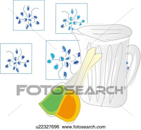 Stock Illustration - Pitcher and Spatula, Illustrative Technique. Fotosearch