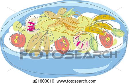 Clipart - Seafood Salad, Illustrative Technique. Fotosearch