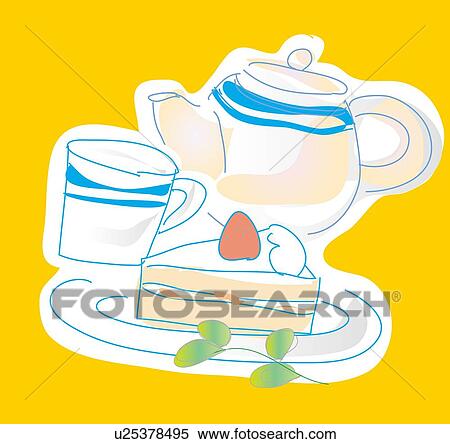 Short Cake and Tea Set, Illustrative Technique View Large Illustration Stock Illustration - Short Cake and Tea Set, Illustrative Technique. Fotosearch