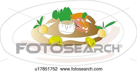 Soute of Scallop and Lamb, Illustrative Technique View Large Illustration Drawing - Soute of Scallop and Lamb, Illustrative Technique. Fotosearch