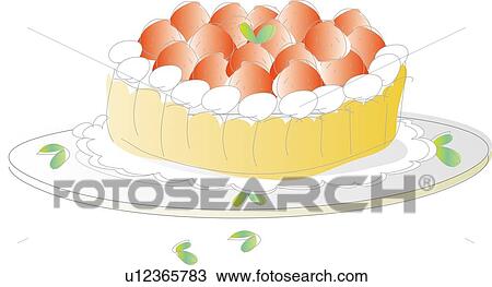 Drawing - Strawberry Cake, Illustrative Technique. Fotosearch