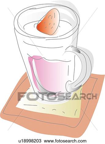 Drawing - Strawberry Milk, Illustrative Technique. Fotosearch