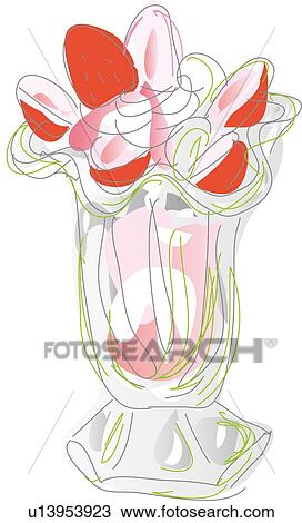 Drawing - Strawberry Parfait, Illustrative Technique. Fotosearch