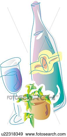 Stock Illustration - Wine and Ivy, Illustrative Technique. Fotosearch