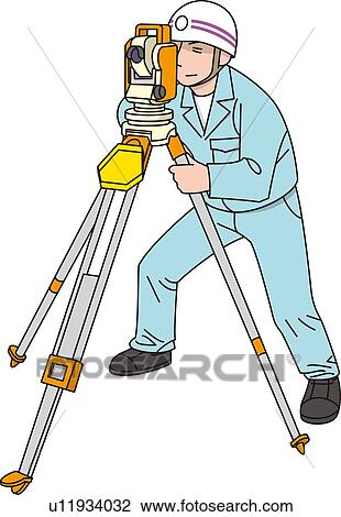 土地 測量技師 Illustrative 技術 スケッチ U Fotosearch