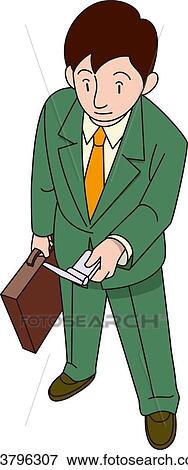 Stock Illustration - Business Man Who Operates his Mobile Phone, High Angle View, Illustrative Technique. Fotosearch