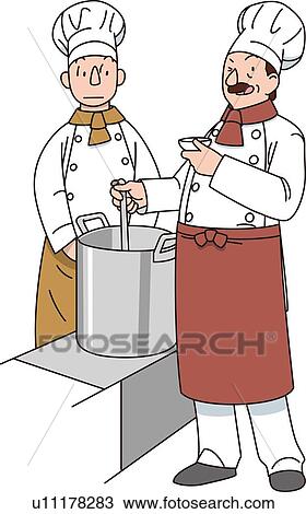 Drawing - Cook, Illustrative Technique. Fotosearch