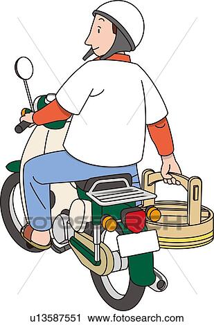 Delivery Service of Japanese Sushi, Illustrative Technique View Large Illustration Clip Art - Delivery Service of Japanese Sushi, Illustrative Technique. Fotosearch