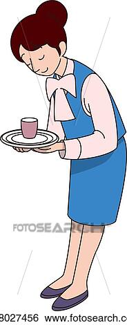 Female Office Worker Who Serves Tea, Illustrative Technique View Large Illustration Stock Illustration - Female Office Worker Who Serves Tea, Illustrative Technique. Fotosearch