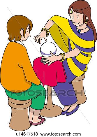Stock Illustration - Fortune Teller, Illustrative Technique. Fotosearch