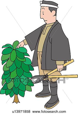 Stock Illustration - Gardener, Illustrative Technique. Fotosearch