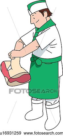 Man Who Cuts a Meat with a Food Chopper, Illustrative Technique View Large Illustration Stock Illustration - Man Who Cuts a Meat with a Food Chopper, Illustrative Technique. Fotosearch