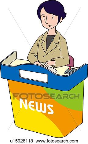 Newscaster, Illustrative Technique View Large Illustration Stock Illustration - Newscaster, Illustrative Technique. Fotosearch