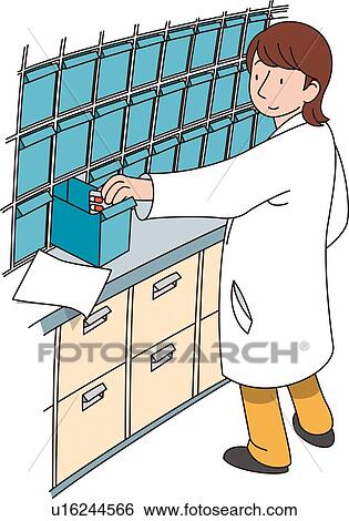 Stock Illustration - Pharmacist, Illustrative Technique. Fotosearch
