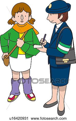 Clip Art - Policewoman, Illustrative Technique. Fotosearch