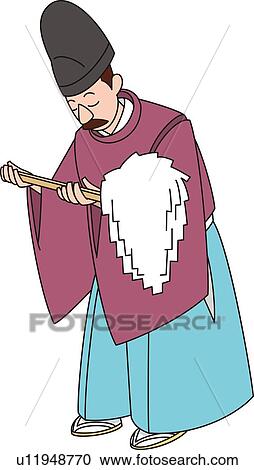 Clipart - Shinto Priest, Illustrative Technique. Fotosearch