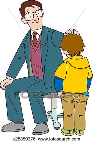 Teacher Who Strokes a Boy, Illustrative Technique View Large Illustration Stock Illustration - Teacher Who Strokes a Boy, Illustrative Technique. Fotosearch