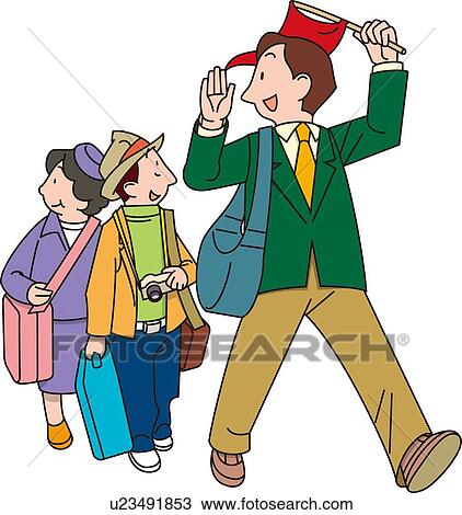 Tour Guide, Illustrative Technique View Large Illustration Drawing - Tour Guide, Illustrative Technique. Fotosearch