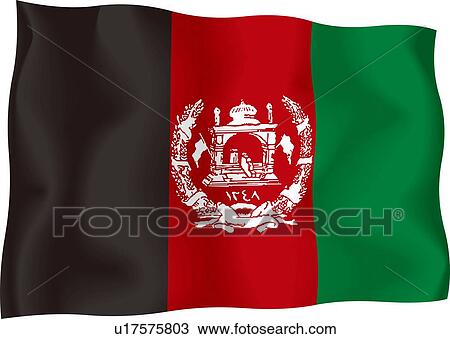 Drawing - Afghanistan flag. Fotosearch