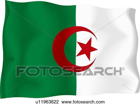 Drawing - Algerian flag. Fotosearch