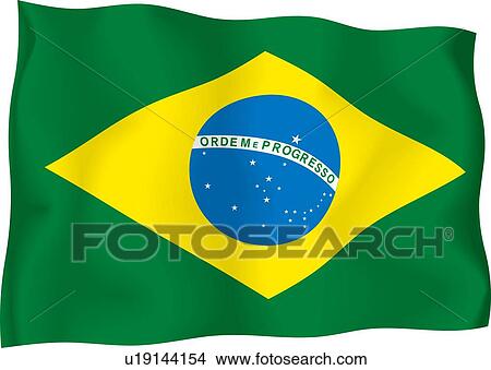 Brazilian flag View Large Illustration Stock Illustration - Brazilian flag. Fotosearch