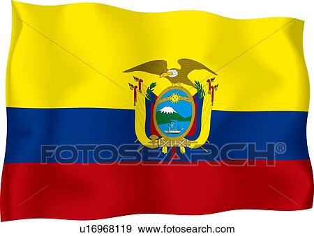 Ecuadorian flag View Large Illustration Stock Illustration - Ecuadorian flag. Fotosearch