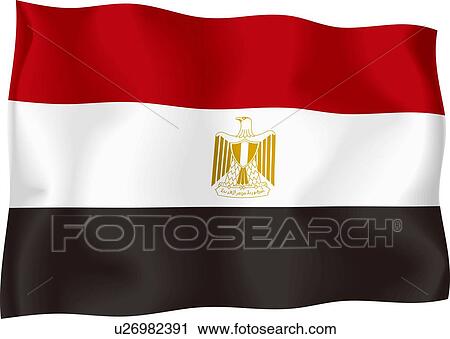 Egyptian flag View Large Illustration Clip Art - Egyptian flag. Fotosearch