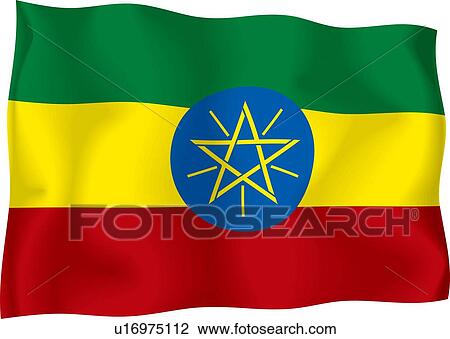 Drawing - Ethiopian flag. Fotosearch