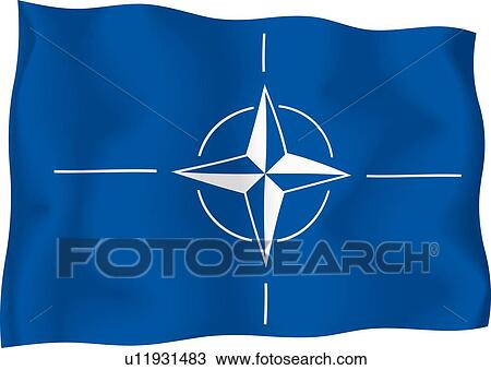 Drawing - Flag of North Atlantic Treaty Organization. Fotosearch