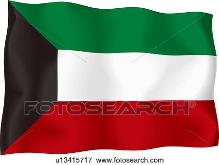 Kuwaiti flag View Large Illustration Stock Illustration - Kuwaiti flag. Fotosearch