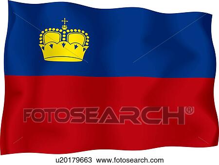 Drawing - Liechtenstein flag. Fotosearch