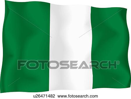 Nigerian flag View Large Illustration Drawing - Nigerian flag. Fotosearch