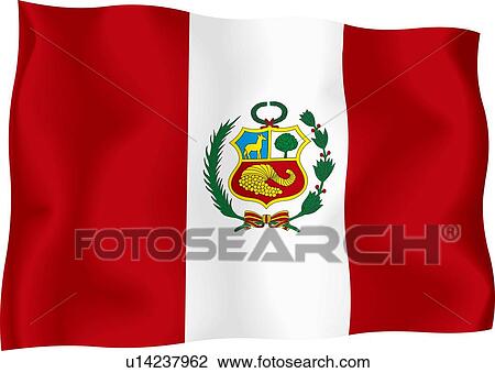 Drawing - Peruvian flag. Fotosearch