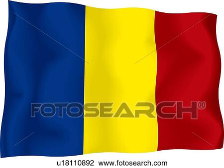 Drawing - Romanian flag. Fotosearch