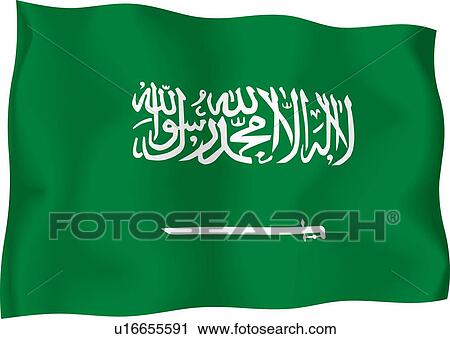 Saudi Arabian flag View Large Illustration Clip Art - Saudi Arabian flag. Fotosearch