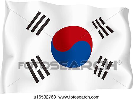 South Korean flag View Large Illustration Drawing - South Korean flag. Fotosearch